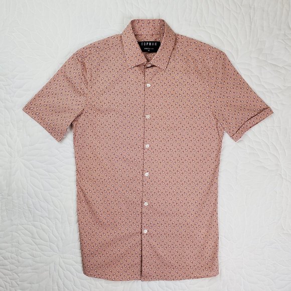 Topman Other - Topman Pink Paisley Short Sleeve Button Up Shirt
